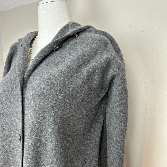 EVERLANE The Cozy Charcoal Gray Long Hooded Cardigan Maxi Duster Sweater - Picture 7 of 13